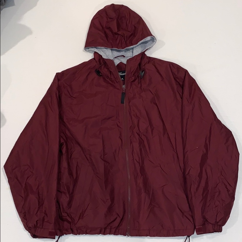 maroon windbreaker